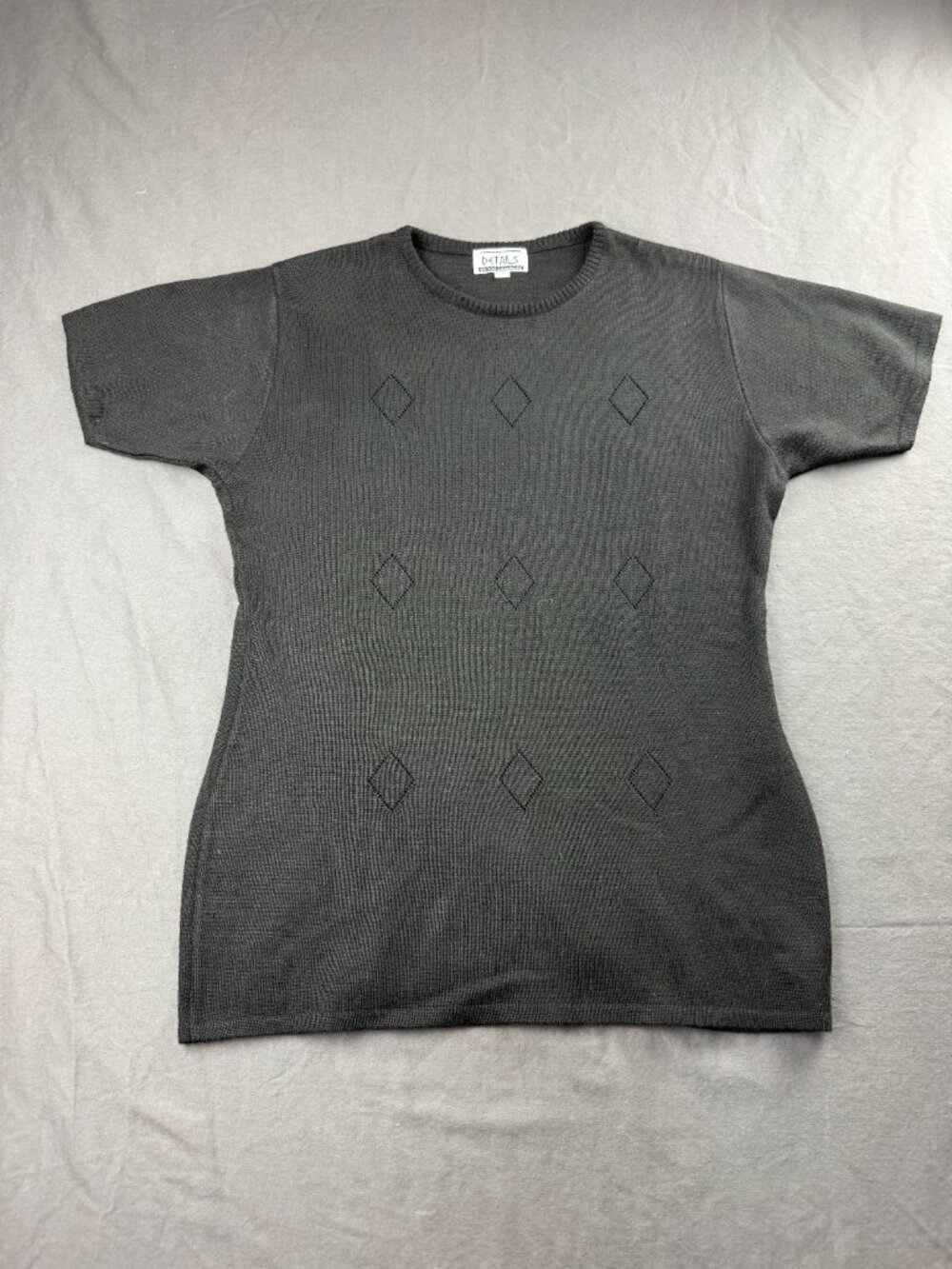 Details Knit Tshirt Black Vintage